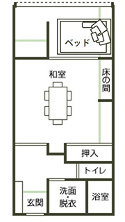翔鷺館西館 311号室 和室12.5畳+セミダブルベッド 坪庭付き