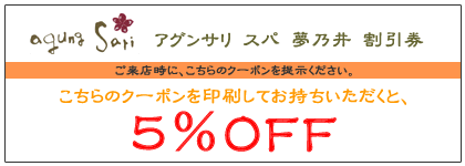 アグンサリスパ　夢乃井　割引券